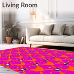 Bold Orange Blue Geometric Pattern Rug