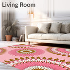 Tonal Pink Floral Mandala Pattern Rug