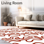 Red Abstract Swirl Patterned Rug