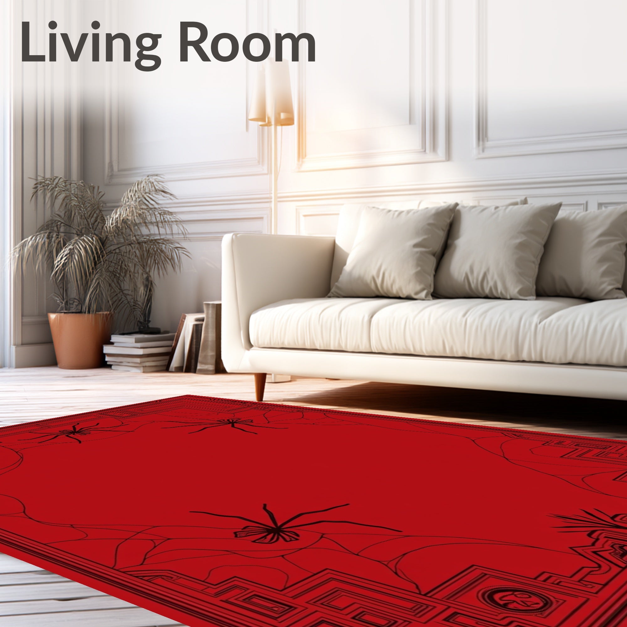 Art Deco Spiderweb Geometric Red Rug