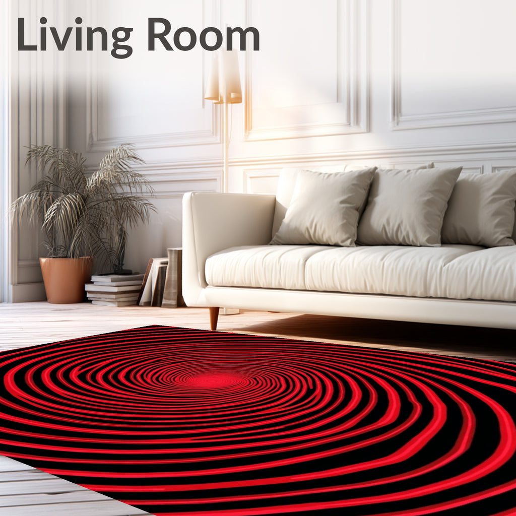 Red Swirl Patterned Dynamic Rug