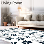 Dark Floral Outline Pattern Design Rug