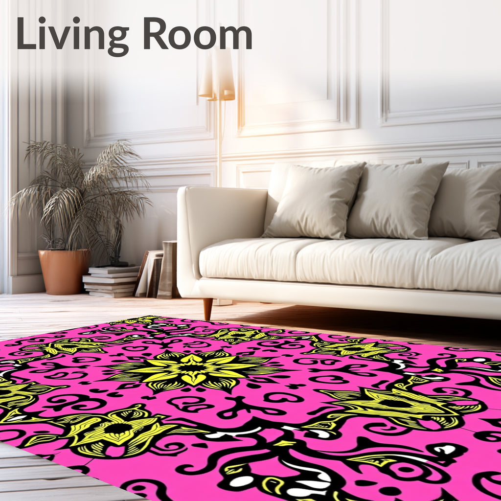 Pink Floral Mandala Pattern Design Rug