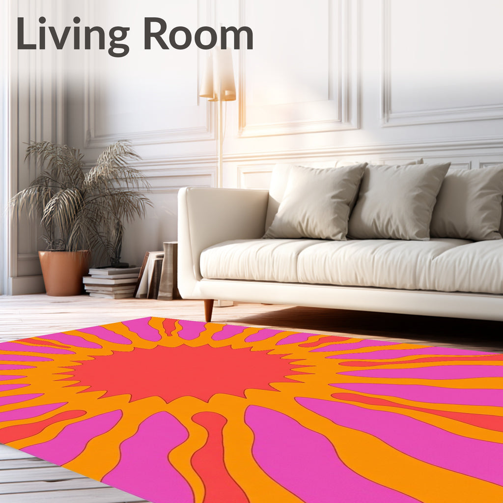Groovy Sunburst With Vibrant Waves Rug