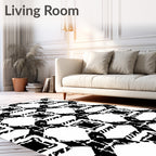 Bold Black White Geometric Square Rug
