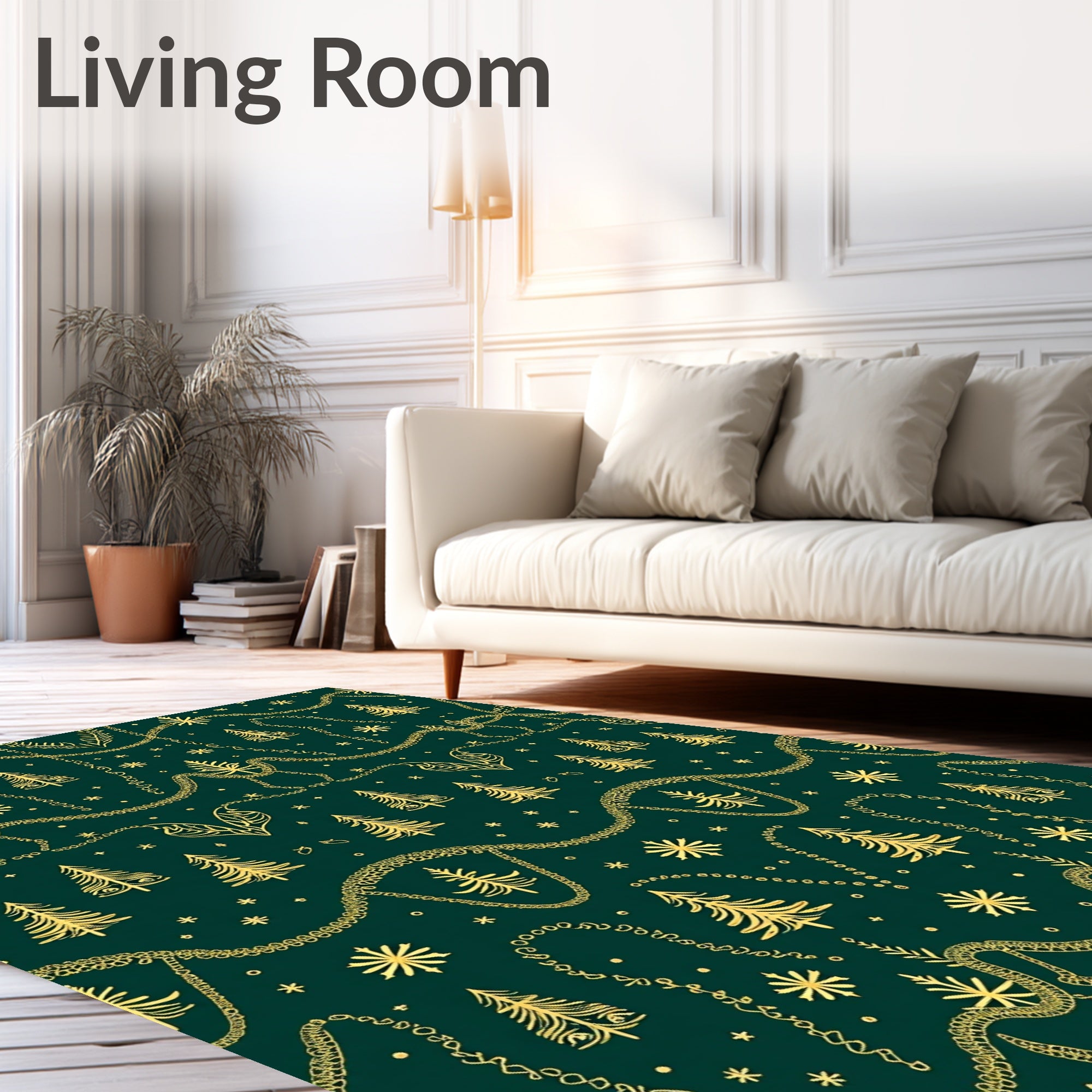Golden Christmas Trees Garland Rug