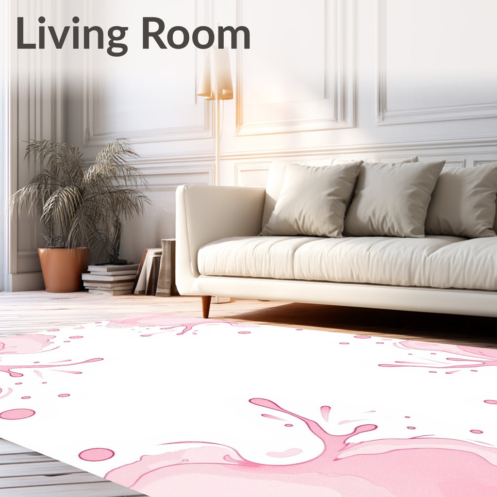 Pink Splash With Drops Pattern Rug