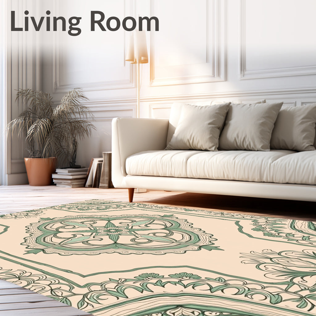 Intricate Damask Floral Design Rug