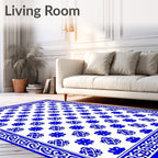 Classic Blue White Ornamental Pattern Rug