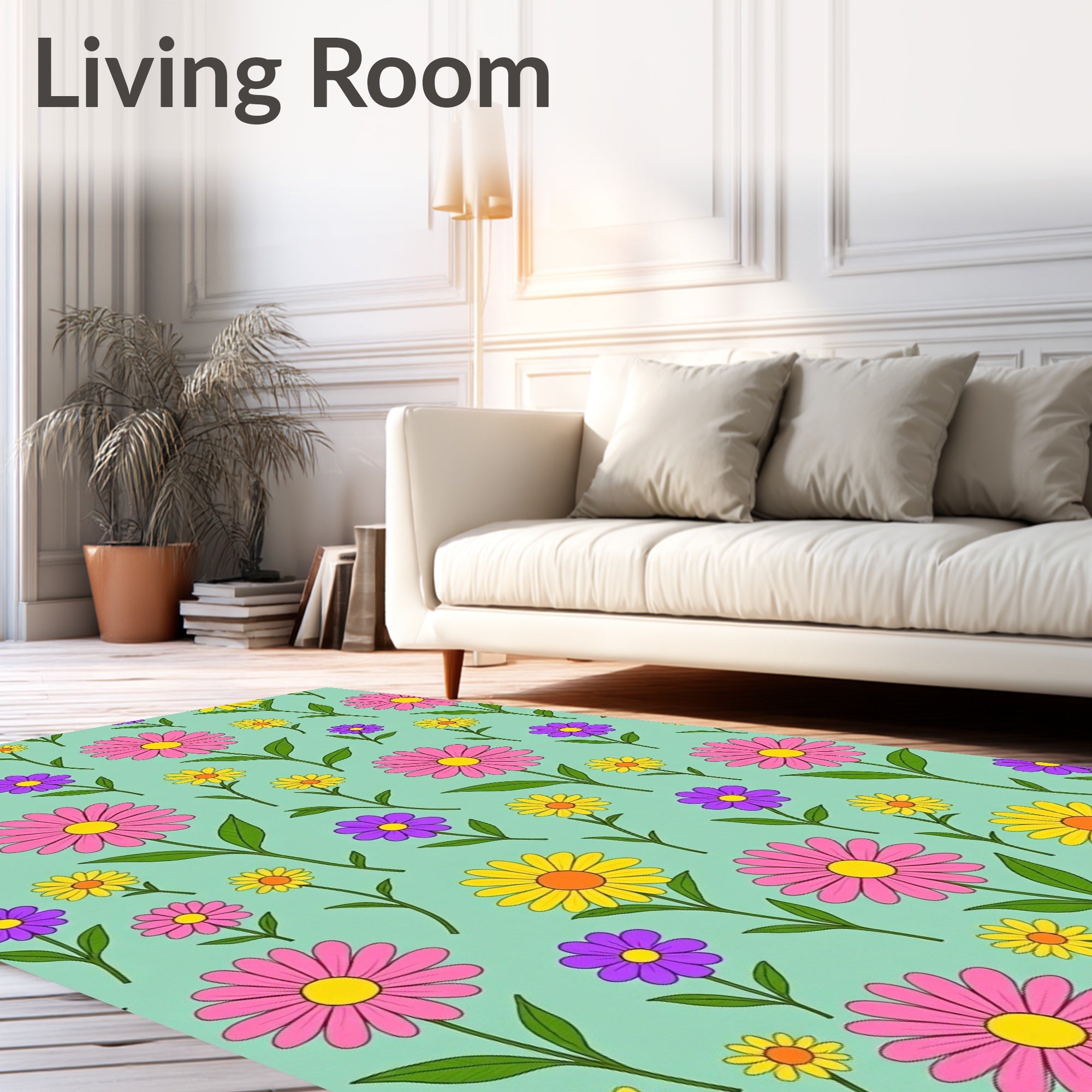 Colorful Daisy Pattern Design Rug