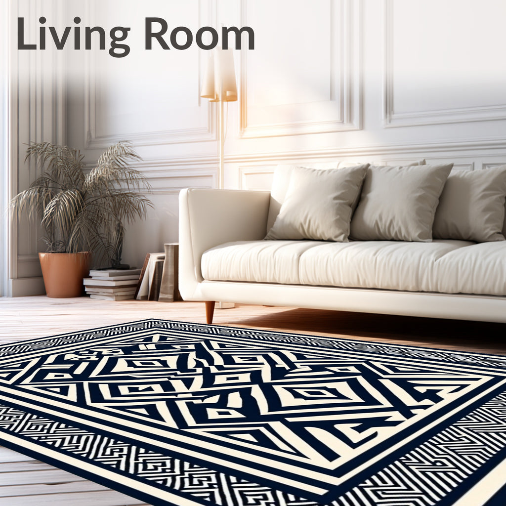 Bold Geometric Maze Pattern Rug