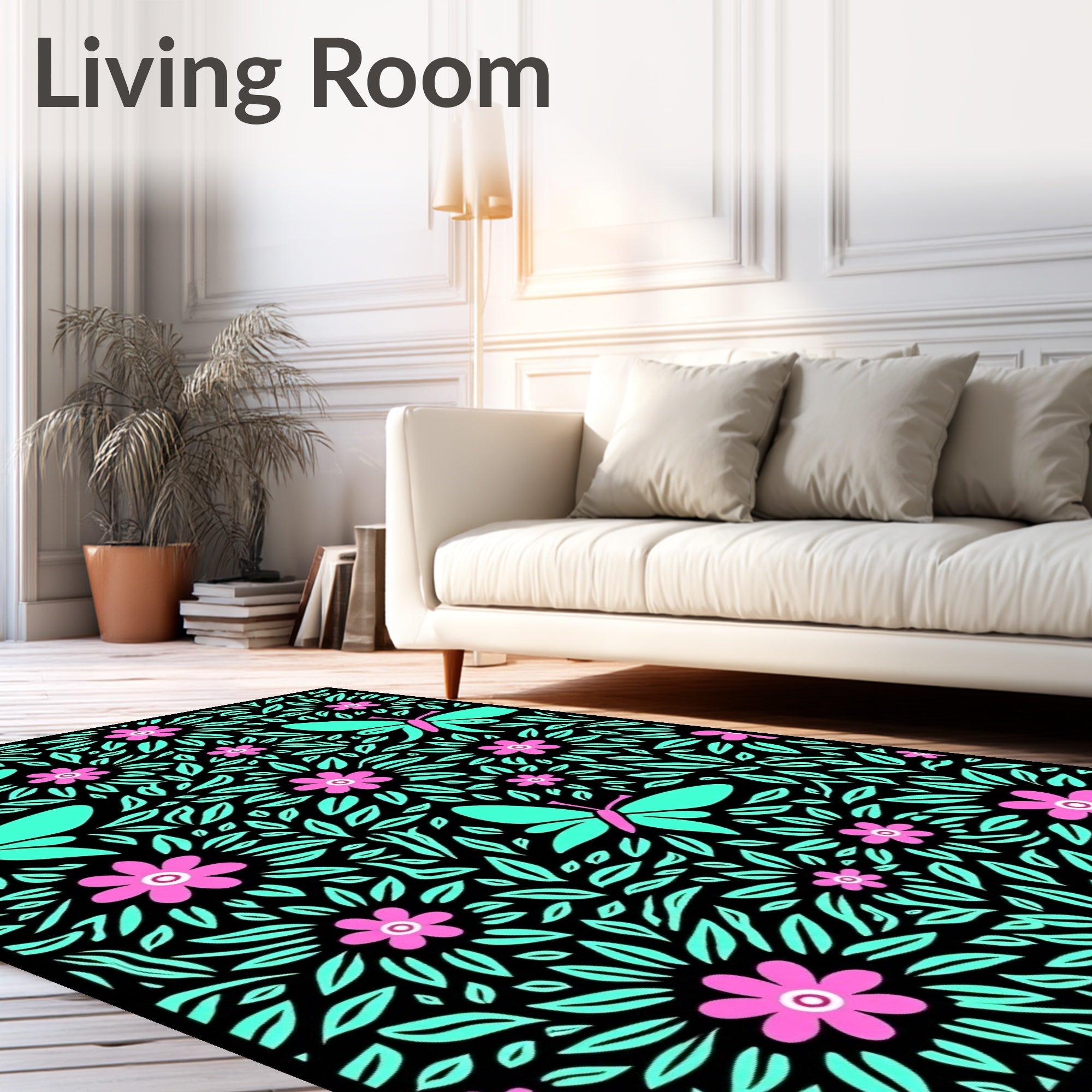 Whimsical Butterfly Blossom Pattern Rug