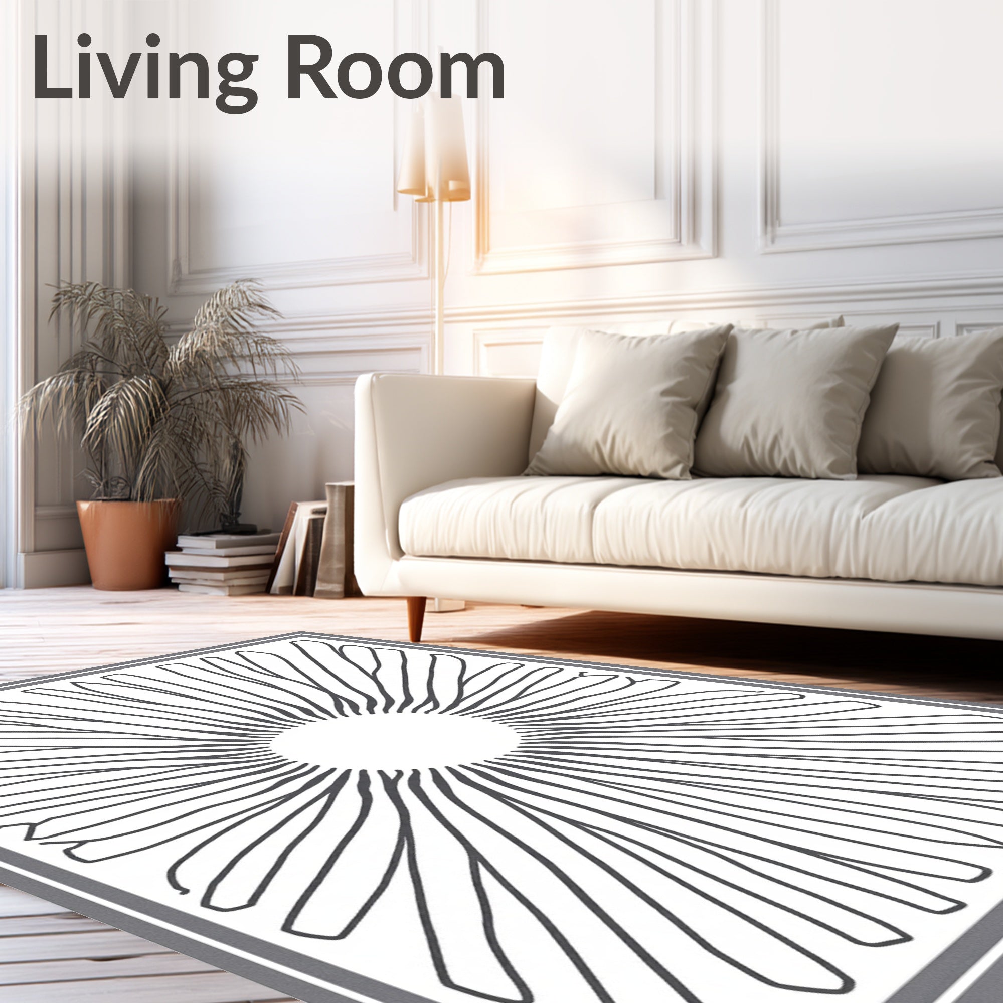 Radiant Sunburst Line Art Rug