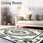 Classic Navy Cream Medallion Design Rug