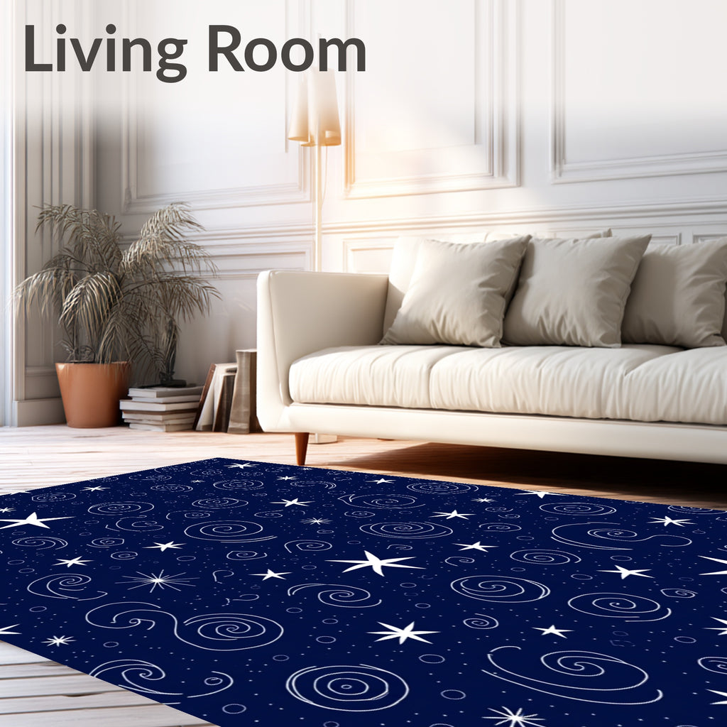 Celestial Swirls Stars Pattern Rug