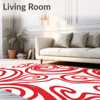 Bold Red Swirl Abstract Pattern Rug