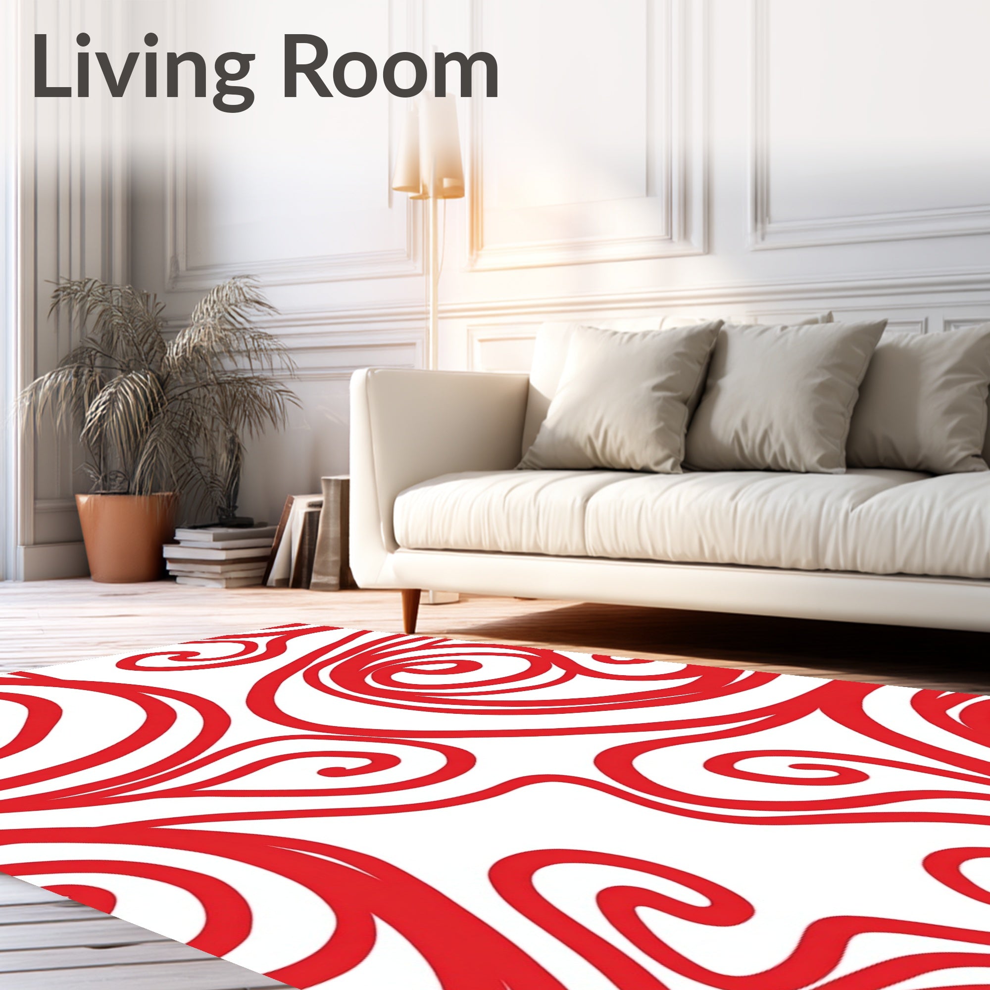 Bold Red Swirl Abstract Pattern Rug