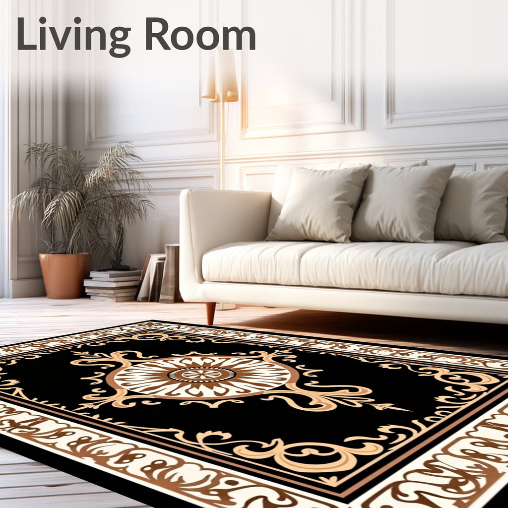 Ornate Scrollwork And Floral Motif Rug
