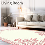 Coral Birds And Swirls Filigree Design Rug