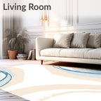 Abstract Blue Cream Swirls Rug