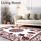 Elegant Maroon Floral Mandala Design Rug