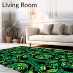Lush Green Exotic Floral Pattern Rug