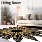 Black Gold Detailed Mandala Pattern Rug