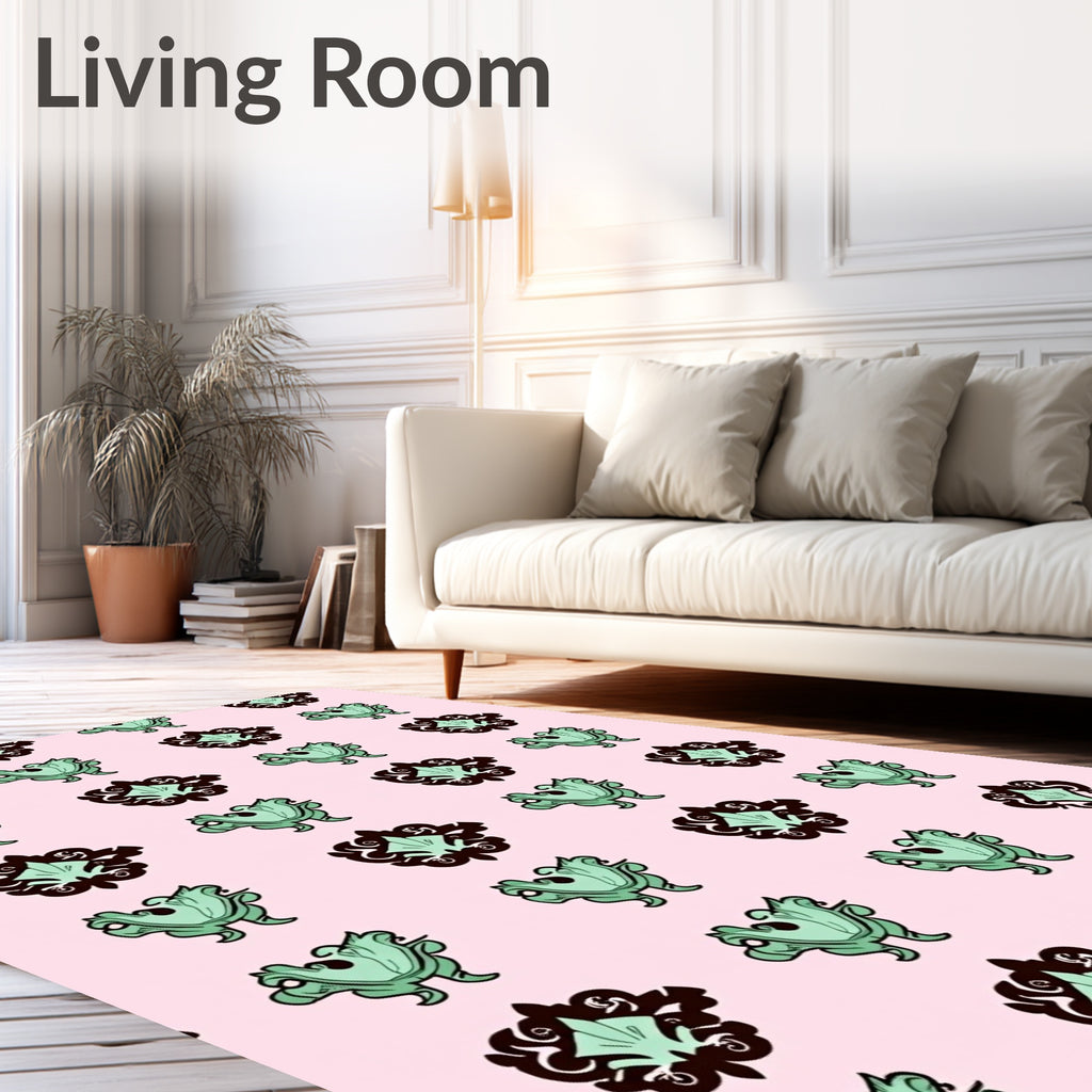 Whimsical Creature Floral Pattern Design Rug