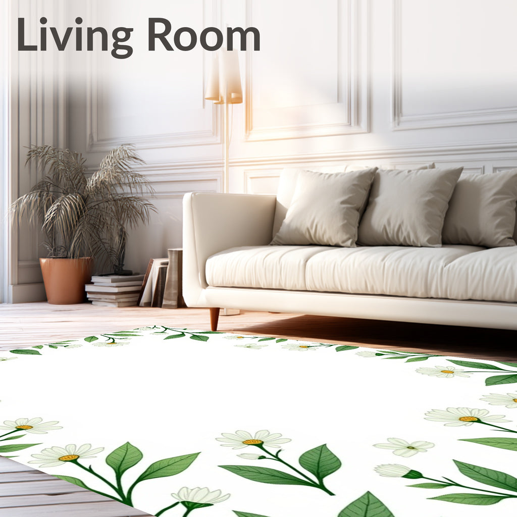 Whimsical Floral Daisy Pattern Rug