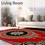 Ornate Red Floral Mandala Pattern Rug