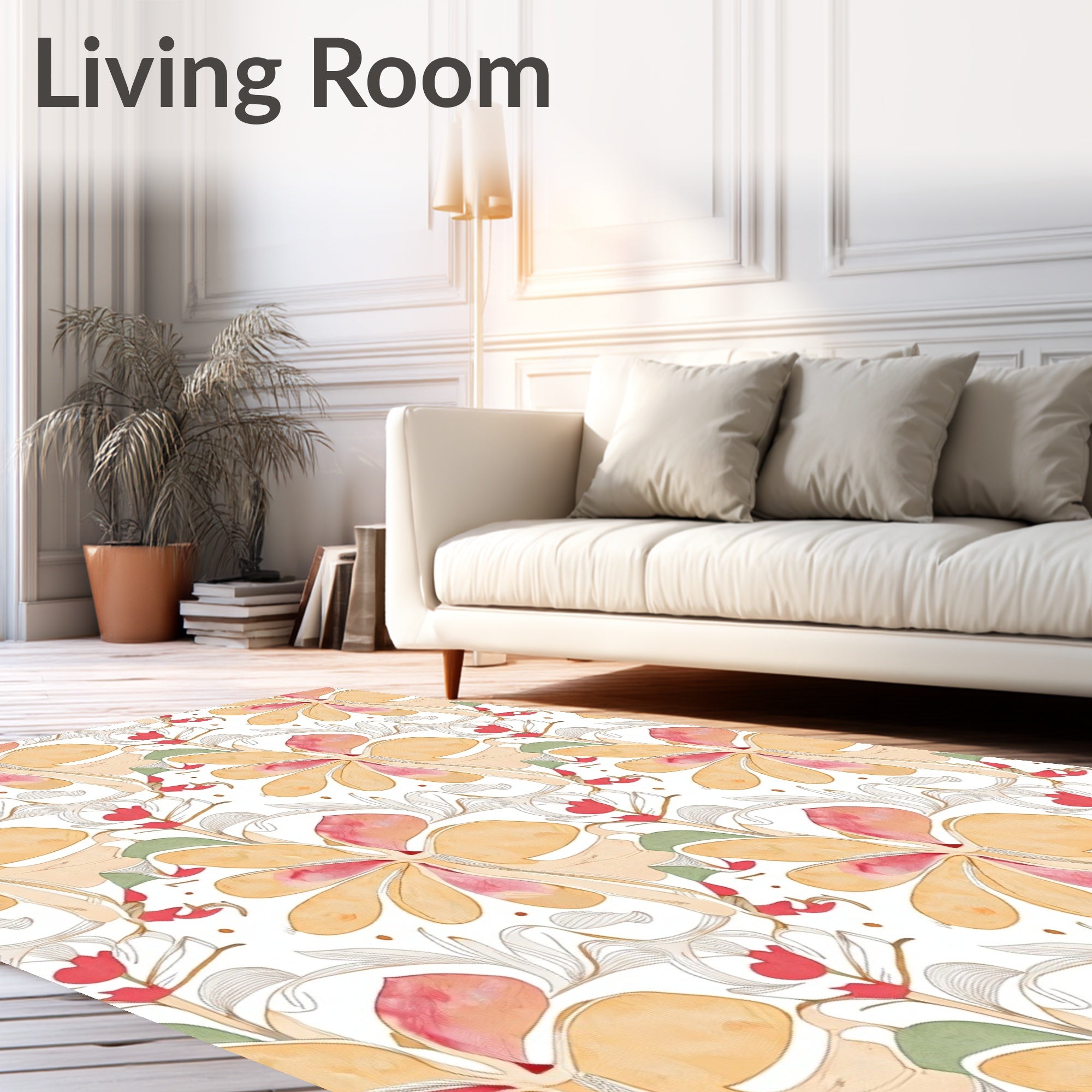 Abstract Floral Pattern With Blush Tones Rug