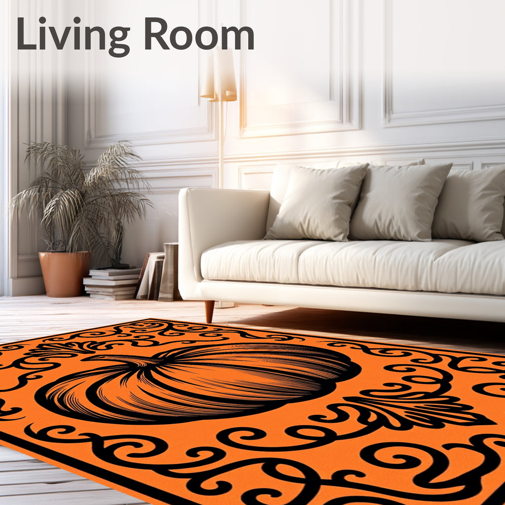 Pumpkin Vine Scrollwork Art Design Rug