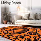 Pumpkin Vine Scrollwork Art Design Rug