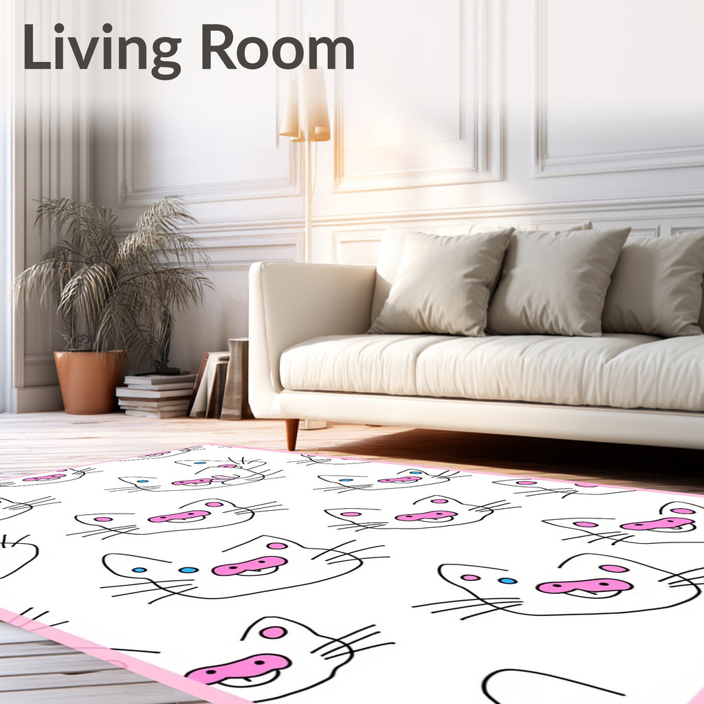 Playful Cat Faces Pattern Design Rug