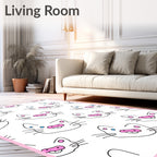 Playful Cat Faces Pattern Design Rug