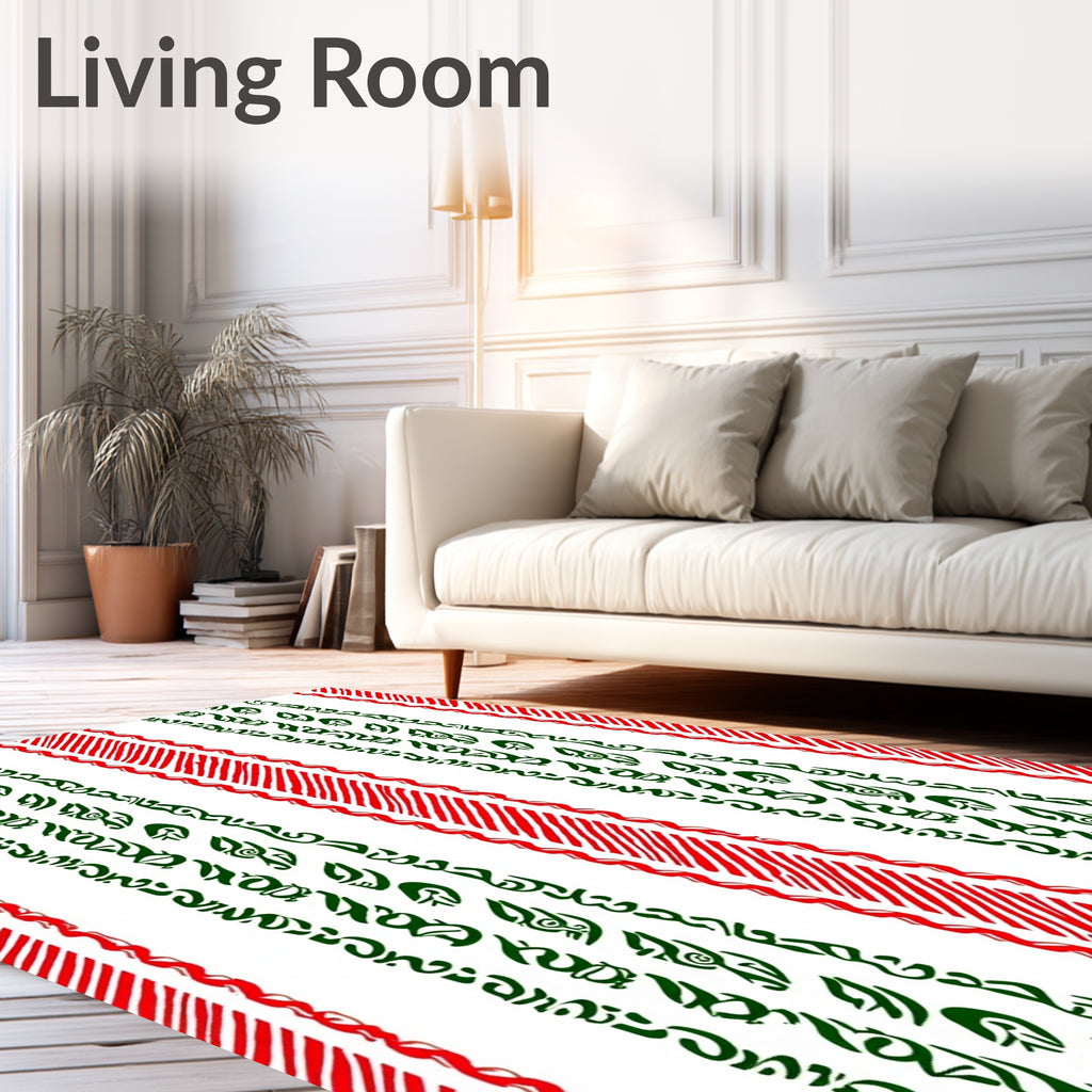 Striped Red Green Vertical Bands Rug