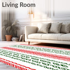 Striped Red Green Vertical Bands Rug