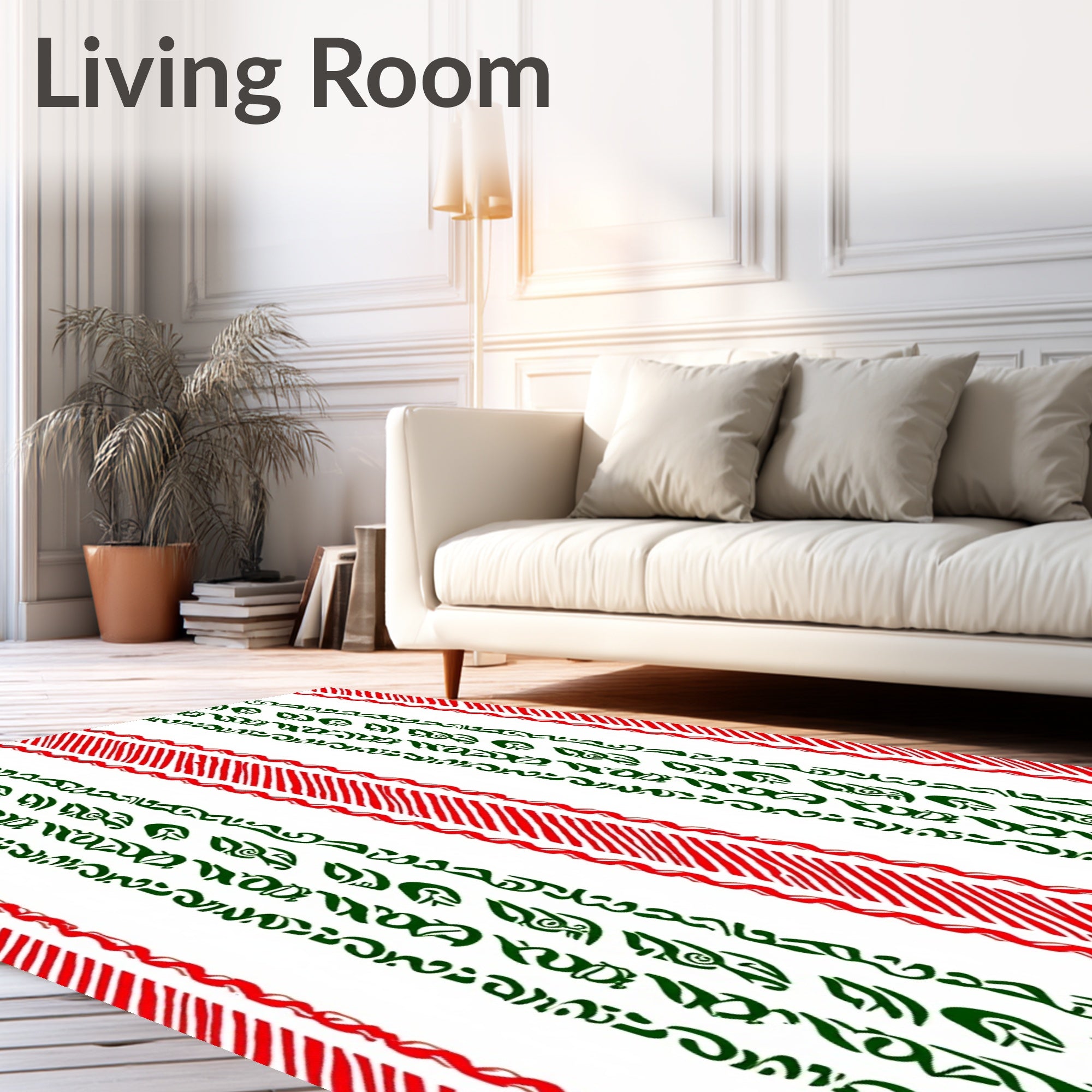 Striped Red Green Vertical Bands Rug