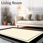 Minimalist Cream Black 3-Stripe Border Rug