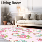 Pink Floral Ghost Garden Rug