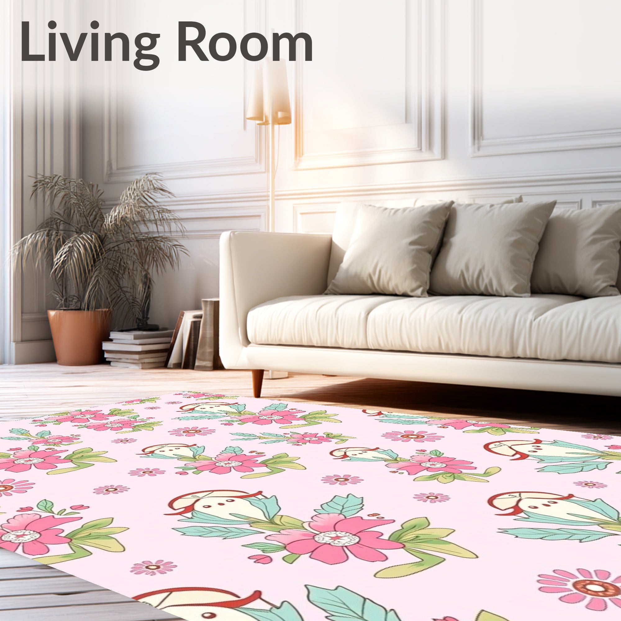 Pink Floral Ghost Garden Rug