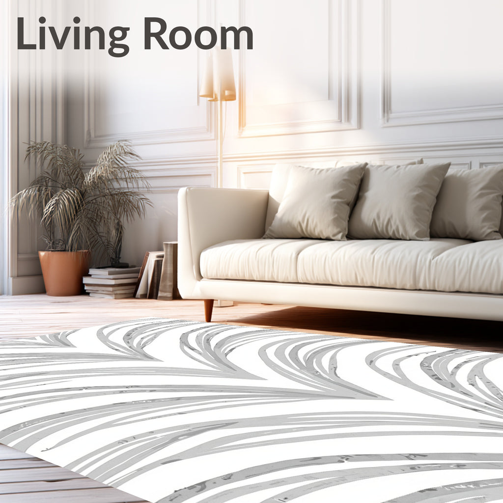 Abstract Brushstroke Palm Leaf Design Rug