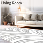 Abstract Brushstroke Palm Leaf Design Rug