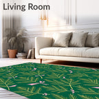 Green Pine Frond Pink Accent Rug