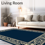Elegant Cream Floral Vine Border Design Rug