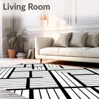 Abstract Black White Geometric Pattern Rug