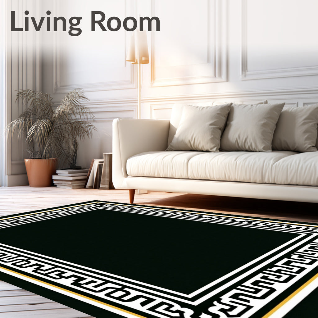 Monochromatic Geometric Maze Patterned Rug