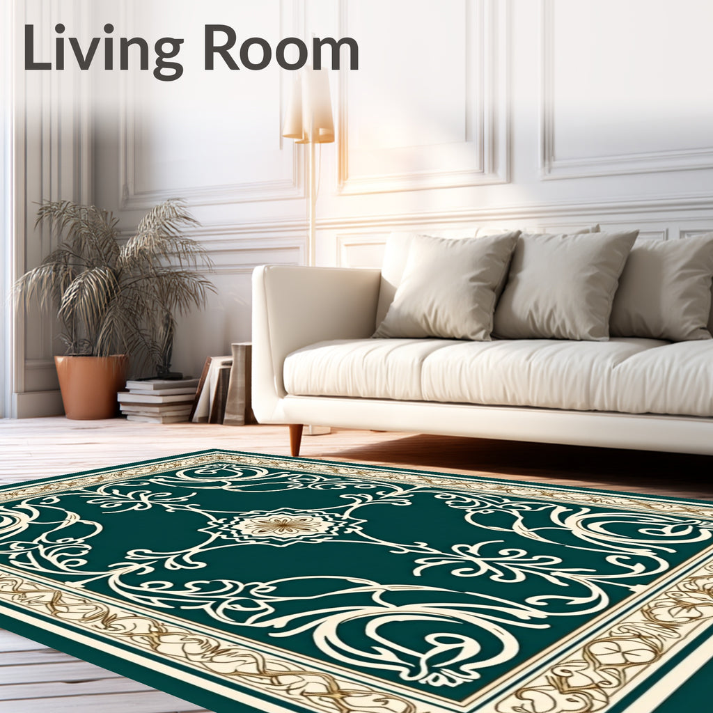 Elegant Floral Swirls Inlaid Pattern Rug