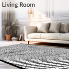 Wavy Grid Abstract Line Art Rug