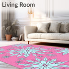 Pink Aqua Snowflake Medallion Rug